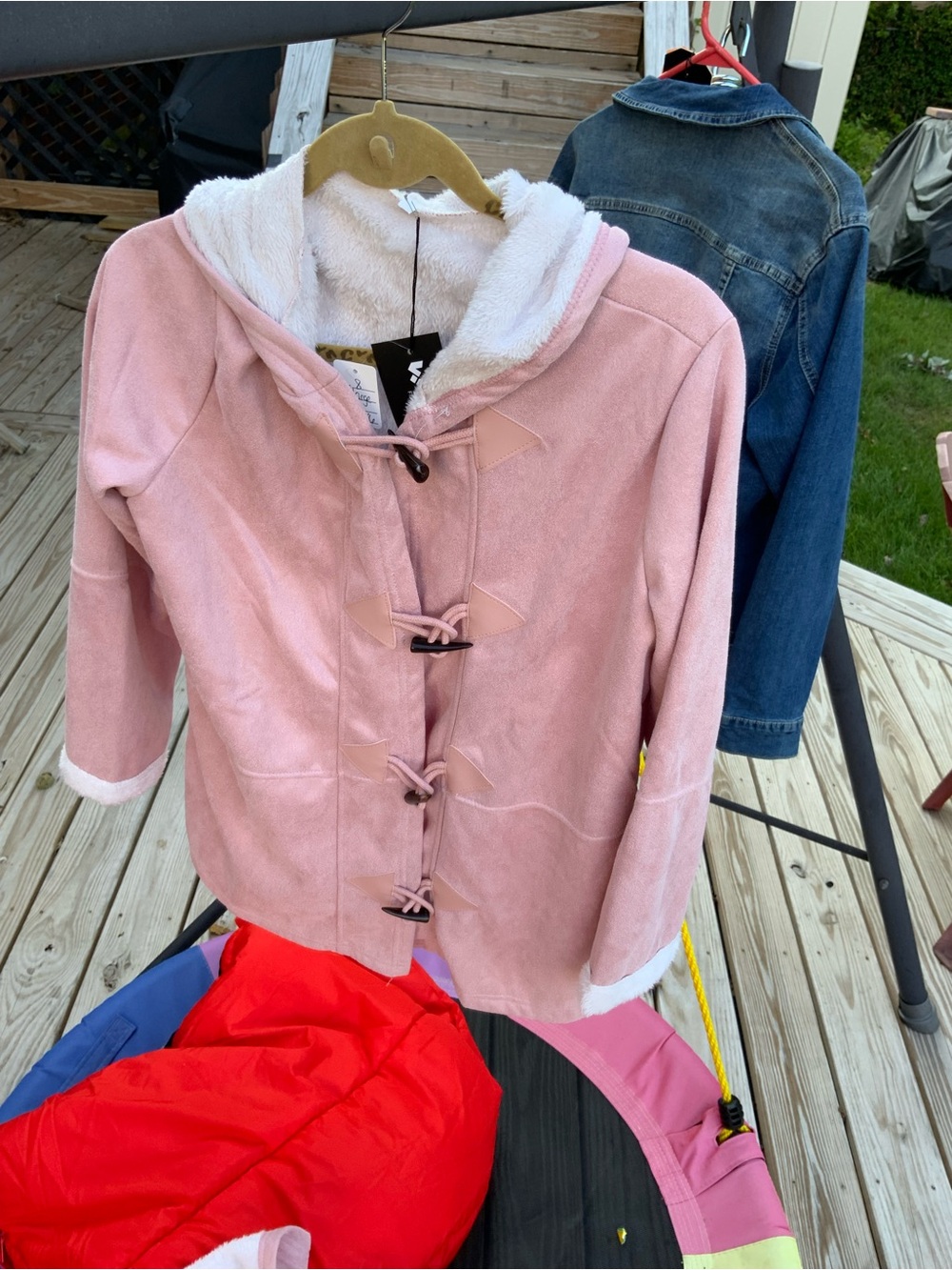Doublju Pink  Toggle Jacket with white Lining